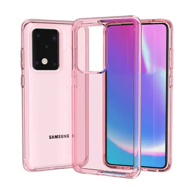 Samsung S20 Ultra Transparent Anti-Fall Phone Case Pink White