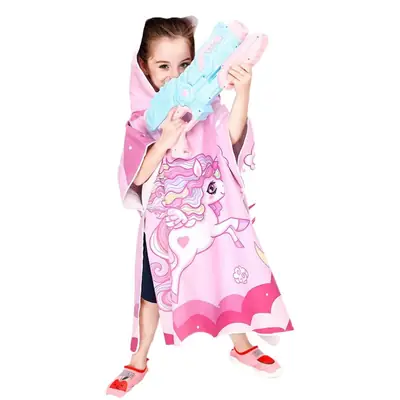 Children's Microfiber Cartoon Bathrobe Blue Quick-Drying