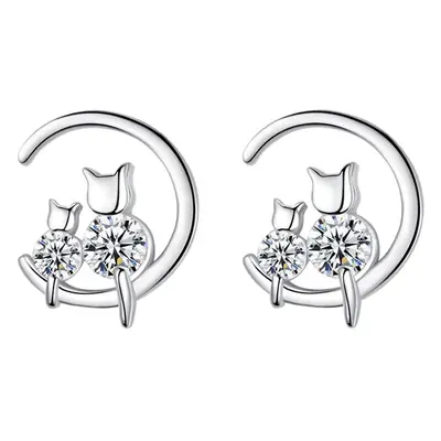 Xingyue Cat Stud Earrings Women Sterling Silver Mori Style