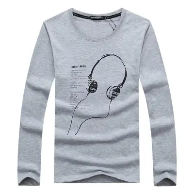 Men Long Sleeve T-Shirt Black Graphic Print
