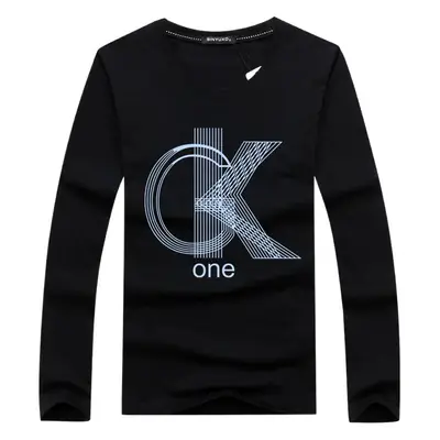Men's Black CK One Long Sleeve T-Shirt Cotton Round Neck