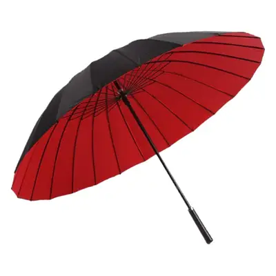 24-Bone Double Layer Umbrella Navy Blue Automatic Straight Handle