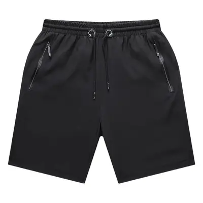 Men Grey Zipper Casual Shorts Large