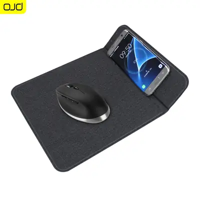 Wireless Charging Mouse Pad with Phone Holder Foldable Black