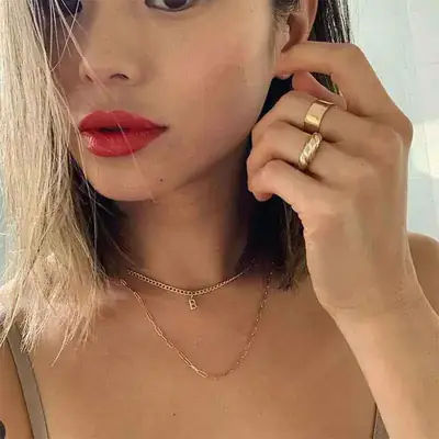 European and American style cold thick chain necklace female ins Internet celebrity savi same U-shaped bamboo lock necklace sweater chain