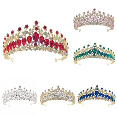 Luxury Bridal Crown Hairbands Multi Color Rhinestone Korean Style
