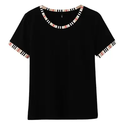Women Korean Style White Striped T-Shirt Slim Fit 2025