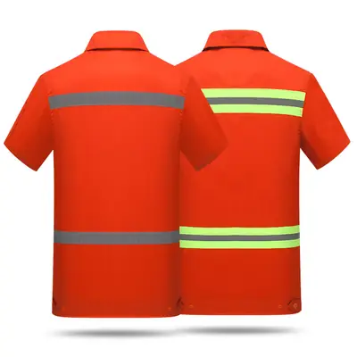 Orange Reflective Safety Work Shirt with Embroidered Logo