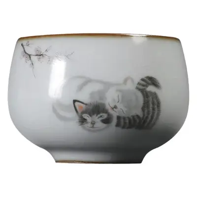 Kitten Design Tea Cup Set Ceramic Single Cups