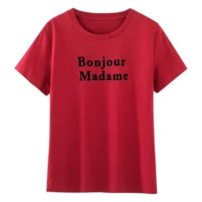 Women Black "Bonjour Madame" T-Shirt 8901