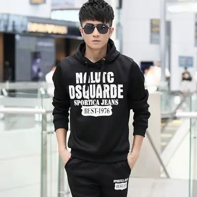 Men's 2020 Spring Hooded Sweatshirt & Pants Set Grey