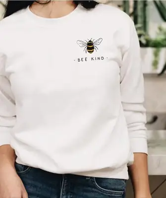 White Bee Kind Graphic Sweatshirt for Women
