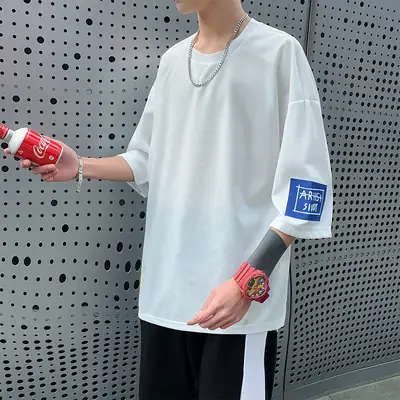 Men Black Long Sleeve T-Shirt with Patch