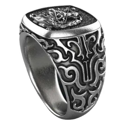 European St. George Ring with Dragon Design