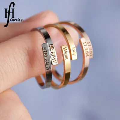 18K Gold & Silver Adjustable Face Rings Set