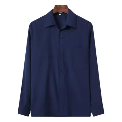 White Long Sleeve Lapel Men Shirt Middle Age