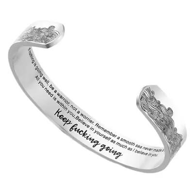 High-End Open Bracelet Wave Lettering Titanium Steel 10Mm