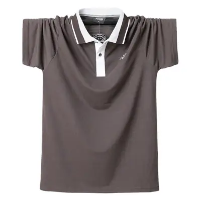 Men's 2025 Summer Polo T-Shirt Brown Plus Size