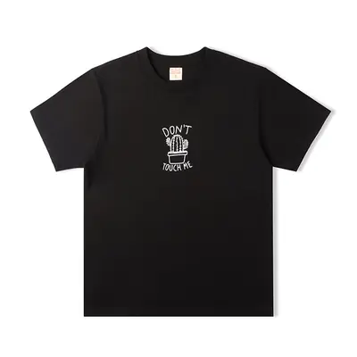 Men Black Cactus Printed T-Shirt Cotton Youth Summer