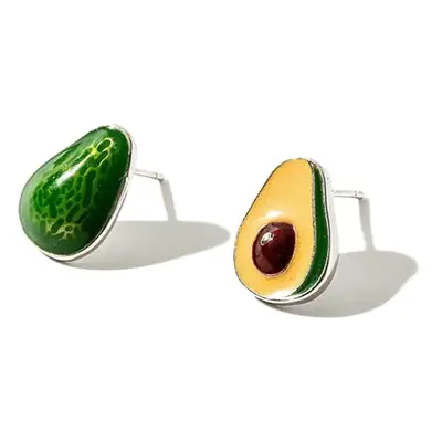 Avocado Fruit Earrings Green Gold Plated