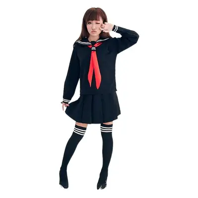 Women's Black Sailor Suit Long Sleeve College Uniform