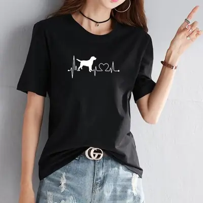 Black T-Shirt with ECG Puppy Design