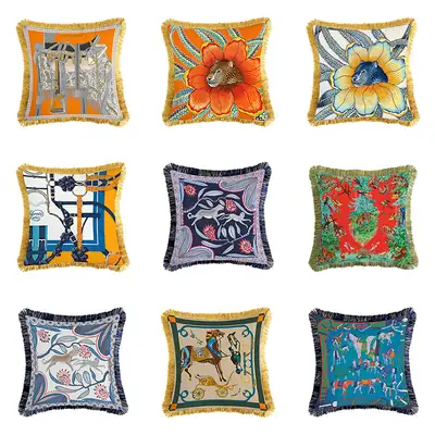 Lisi Velvet French Tassel Pillowcase 45cm Double Sided Printed