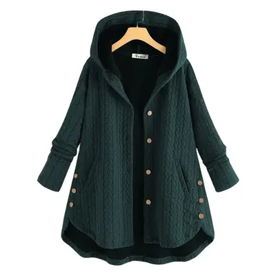Women's Hooded Cotton Jacket Navy Blue Mid Length