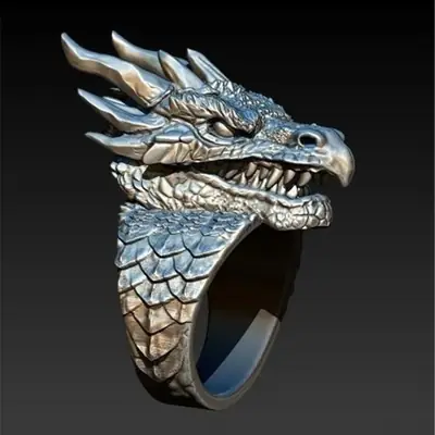 Golden Dragon Damaged Faucet Ring for Men