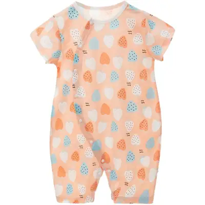 Baby Pajamas Orange Heart Print Cotton Summer Wear
