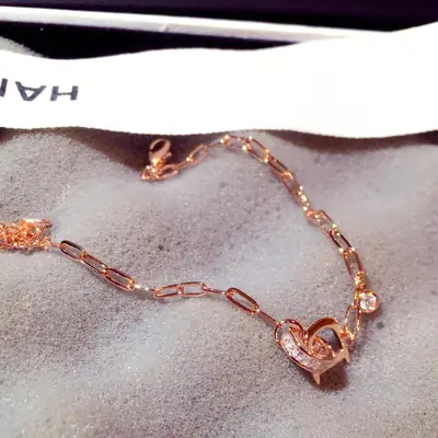 Roses Gold Heart Bracelet with Zirconium Letters