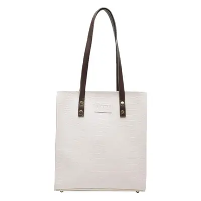 Women's White Croc Leather Shoulder Bag Large 2019
