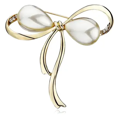 Pearl Bow Brooch for Women Navy Blue Shirt
