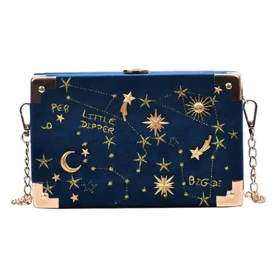 Blue Velvet Star Box Bag for Women