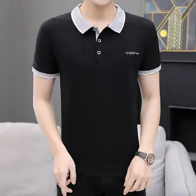 Men Grey Polo T-Shirt Slim Fit Collar