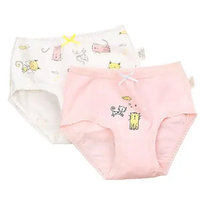 Girls' Cartoon Cotton Briefs White Pink