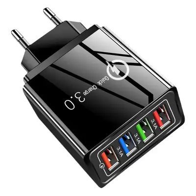 4 USB Mobile Charger 3A Multi Port LED Lamp