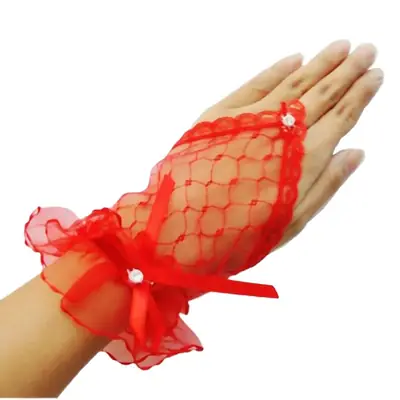 White Lace Short Hook Finger Gloves for Bridal Wedding Photography