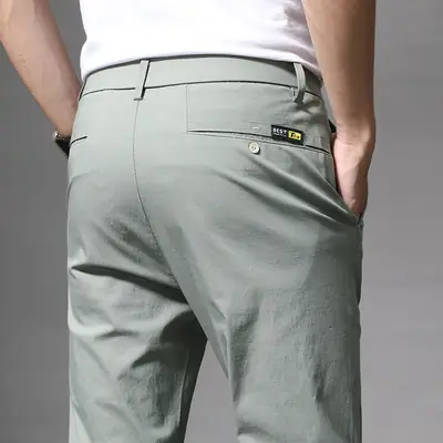 Men Slim Fit Stretchy Grey Summer Pants