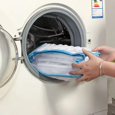 Factory Direct Polyester Mesh Laundry Bag Blue Zipper