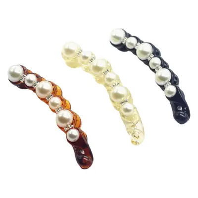 Korean Pearl Banana Hair Clips Vertical Twist Clip