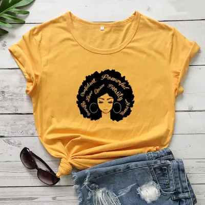 T-shirt with "Confident Beautiful" Graphic Yellow