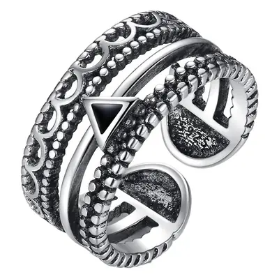 Vintage Japanese Style Distressed Silver Ring for Men Women