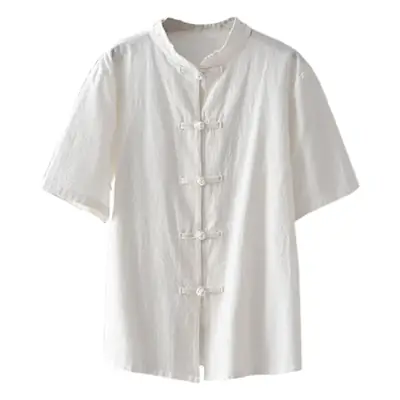 Women Chino Shirt Cotton Linen 2025 Spring Summer
