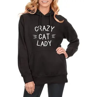 Crazy Cat Lady Hoodie Black Women's