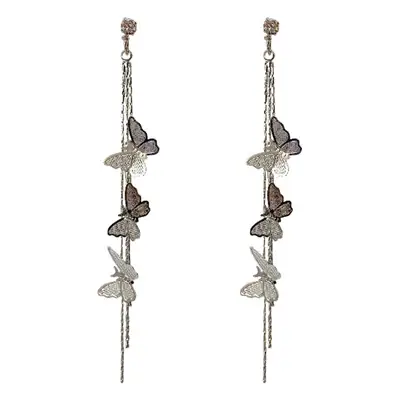 Korean Butterfly Tassel Earrings S925 Silver