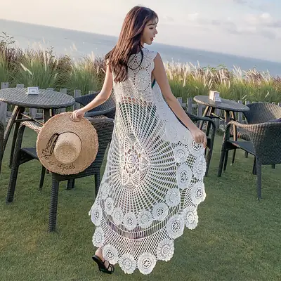 Spring Lace Crocheted Sweater Top for Women