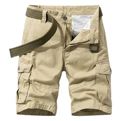 Men's Tan Multi-Pocket Cargo Shorts Summer Casual Wear