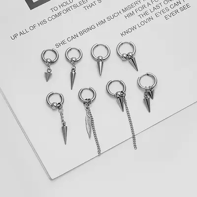 Stainless Steel Punk Tassel Ear Buckle Stud