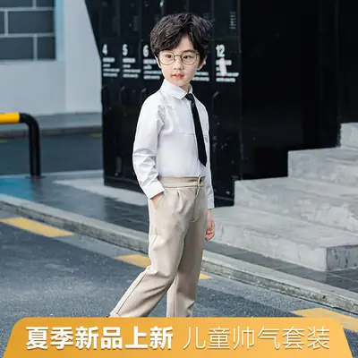 Spring 2023 Boys Grey Pants Set with Cuffed Hems